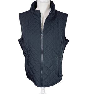 Andrew Marc Vest Womens XL Quilted Pockets Full Zip Black Puffer